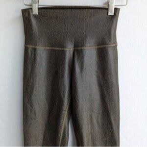 Aura brown faux leather high rise leggings